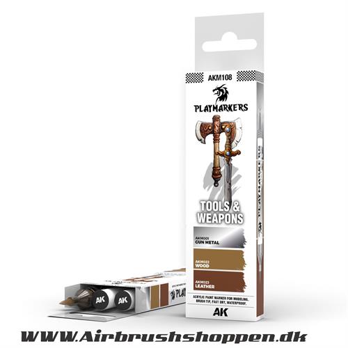 AKM108 - TOOLS & WEAPONS – PLAYMARKER SET 3 stk tuscher - AK-Interactive